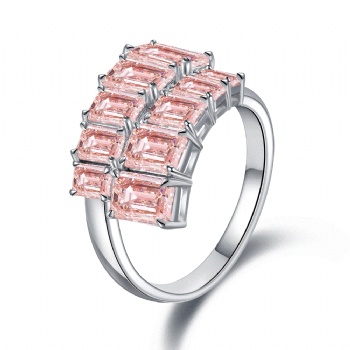 18K Gold Lab‑Grown Gradient Pink Diamond Ring, Designer Pink Diamond Engagement Ring, Custom Fine Jewelry for Women Girlfriend