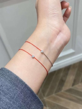 Lucky Red String Bracelet 18K Gold Bubble Design French Style Red Rope Bracelet New Year Anniversary Couple Gift for Him Her