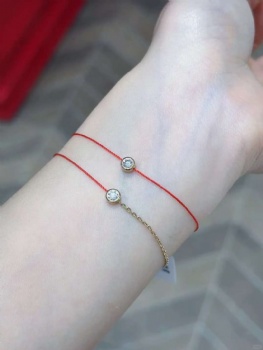Lucky Red String Bracelet 18K Gold Bubble Design French Style Red Rope Bracelet New Year Anniversary Couple Gift for Him Her