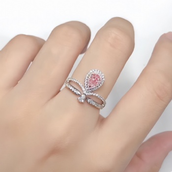 IGI Certified Lab‑Grown Diamond Ring Three‑Stone Pear Teardrop Setting Henan Created Diamond Wedding Bridal Ring
