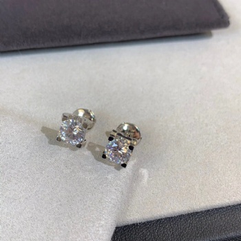 Men Women 18K Real Gold Solitaire Lab‑Grown Diamond Stud Earrings Friction Back 4‑Prong 6‑Prong Bull‑Head Setting Single Diamond Ear Jewelry